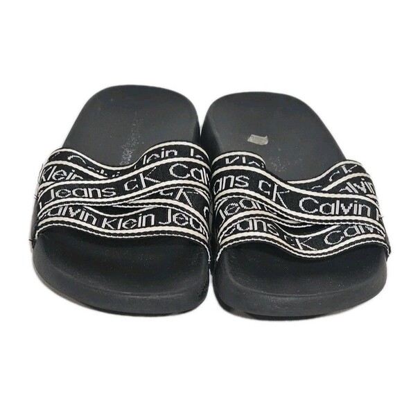 Calvin Klein Sandals Atwyn Women's Sz 8m Black/White Slip On - Picture 3 of 9